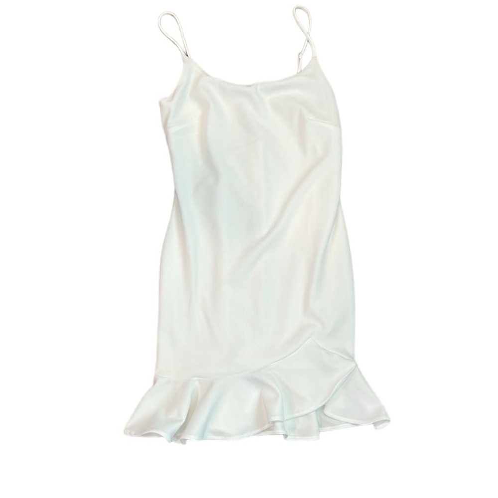 Spaghetti Strap Adjustable White Ruffled Mini Dre… - image 2